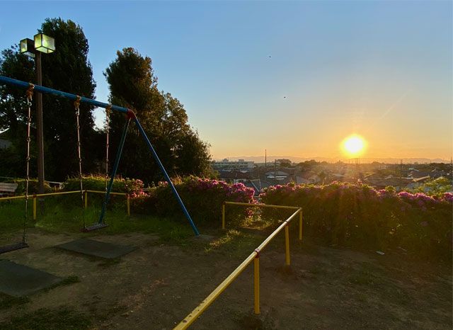 西沼公園の夕景（ふじみ野市）